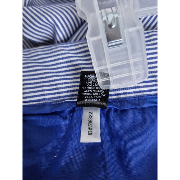Express Designs Studio Blue White Stripe Editor Wide Leg Dress Pants Sz 4 - Picture 7 of 10